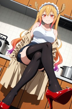 龙女仆好看 康娜 日漫动画 黑白丝袜美图壁纸肉肉腿