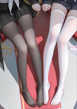 二次元图片壁纸 丝袜 大长腿 百褶裙