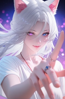 异瞳 兽耳 一把抓住 顷刻炼化 二次元 猫娘 白毛