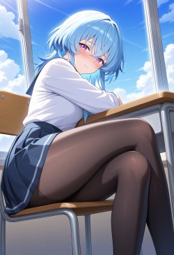 二次元开放世界游戏鸣潮 守岸人校园温馨版 裤袜黑丝袜肉肉腿