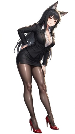 二次元游戏美图，漫画风格立绘，绝区零OL装、职业装白领、黑丝裤袜高跟鞋