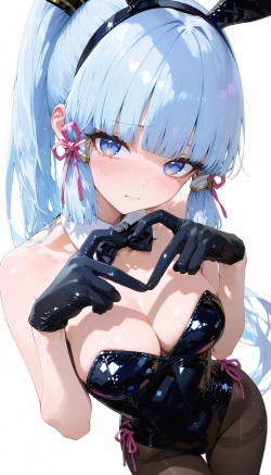 蓝毛福音 原神兔女郎系列壁纸 二次元游戏 甘雨 神里绫华 蓝发少女