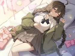 床 蝴蝶结 马尾辫 紫色眼睛 双马尾 眨眼