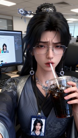 上班打工人版-宋馀，职场国漫女神美女，高清手机壁纸，调皮捣蛋