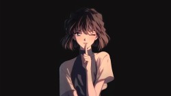 名侦探柯南 灰原哀 短发 黑色背景电脑壁纸