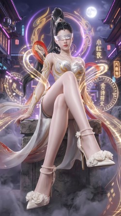 Ai绘画 永劫无间手游端游 宁红夜西王母限时装 游戏美女 美腿大长腿高跟鞋