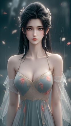 陆雪琪雨中湿身，清冷仙子的破碎美学。诛仙国漫 极品气质美女