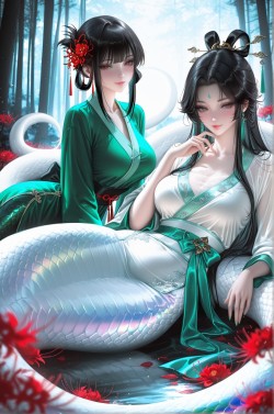 蛇妖 古风二次元青蛇白蛇美图壁纸