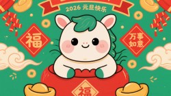 2026元旦快乐可爱小马福字壁纸 特效素材、转场素材、字幕素材
