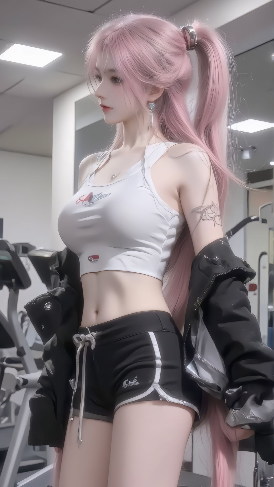 白粉发女孩 唯美风格 全面屏壁纸,第3张