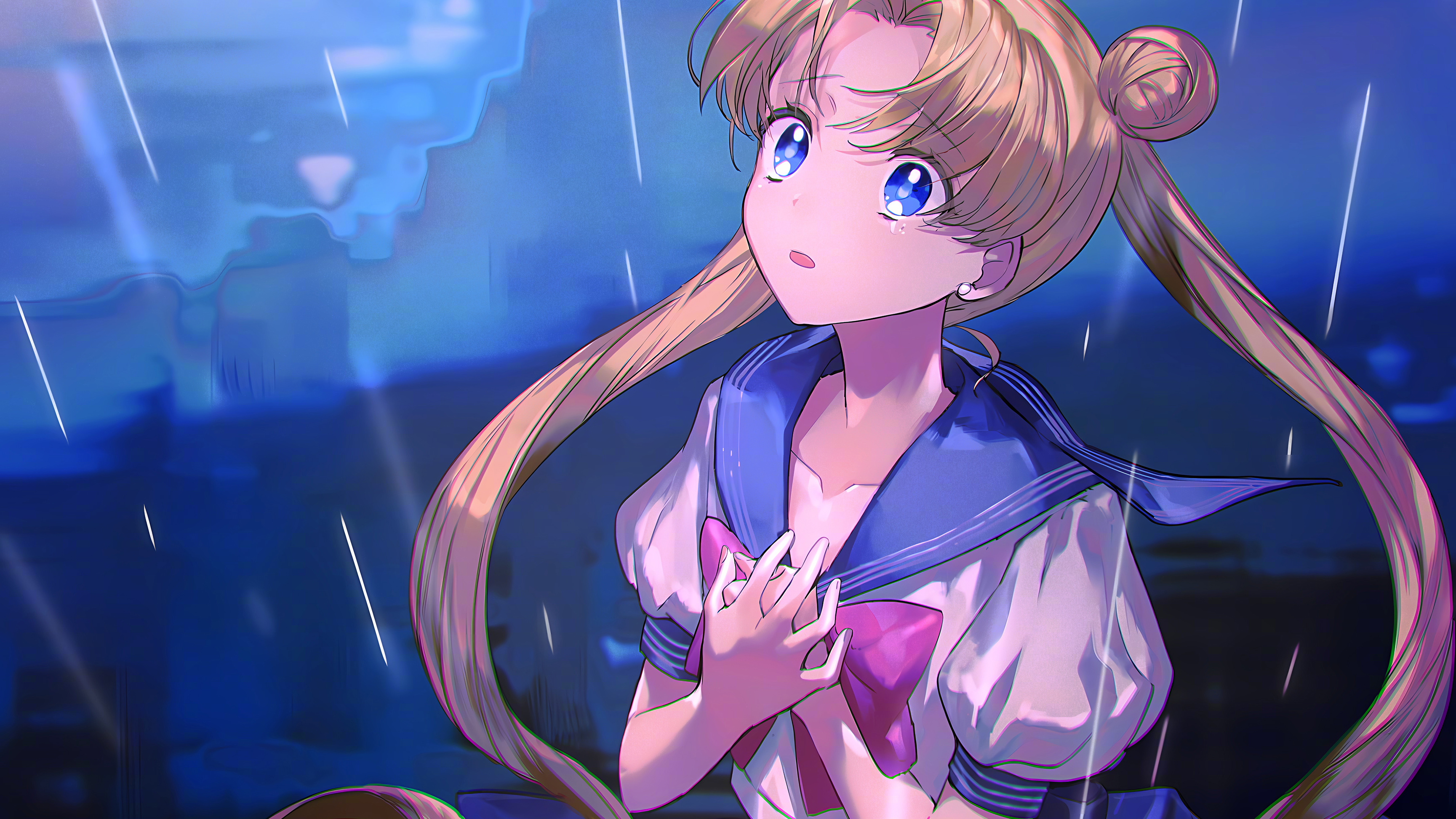 美少女战士壁纸，雨天，眼汪汪的美少女战士动漫桌面壁纸图片,第1张