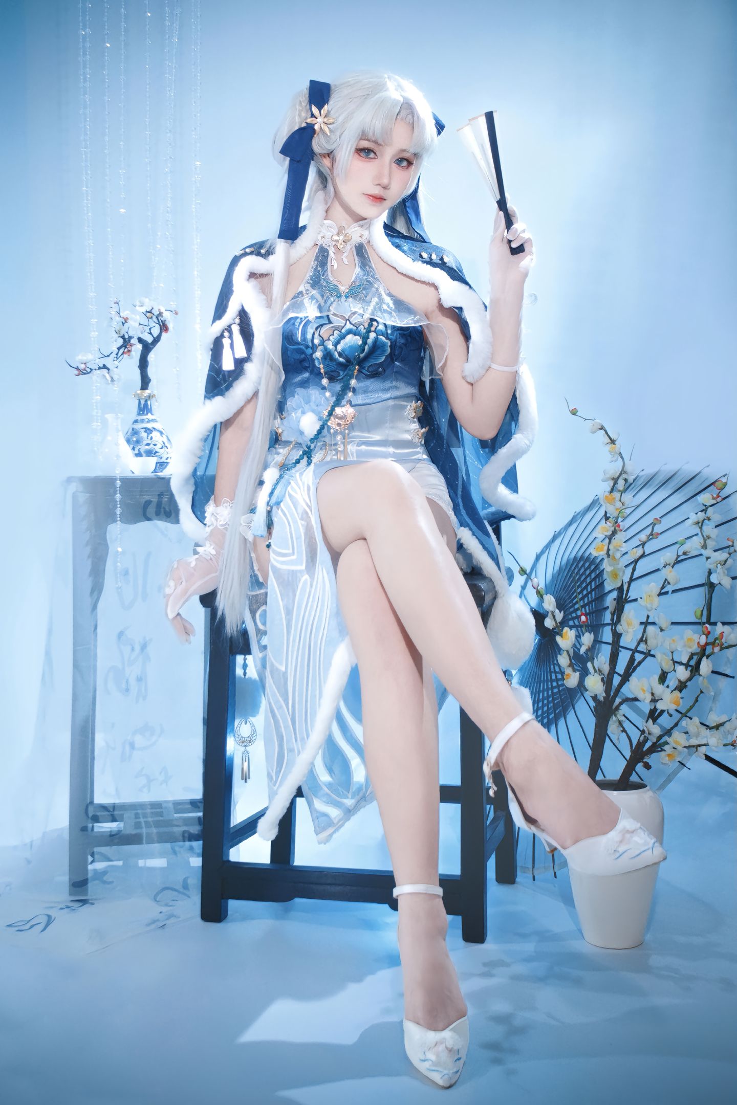 dy@柒染爱喝奶茶 无极帝国该迎来它真正的主人了 cos 永劫无间 顾清寒 藏雨阁主 旗袍,第6张