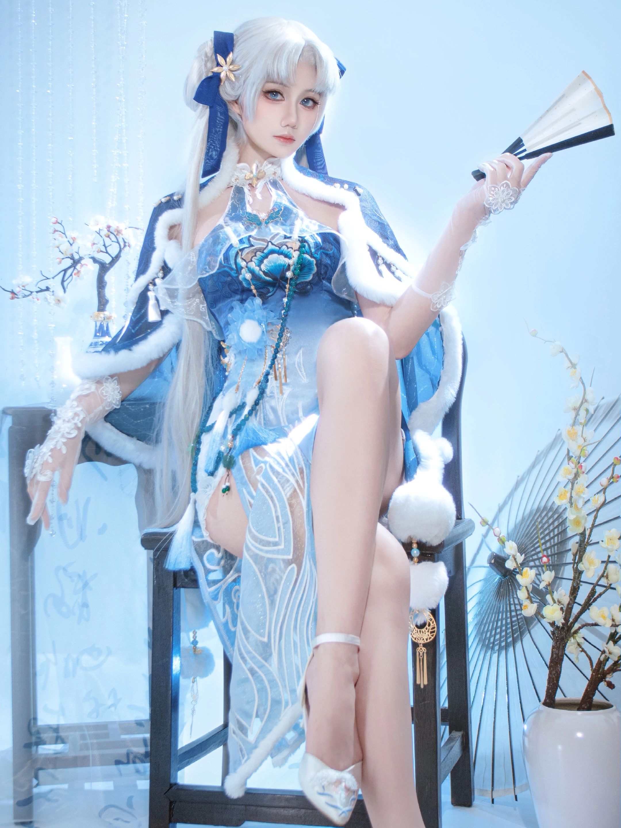 dy@柒染爱喝奶茶 无极帝国该迎来它真正的主人了 cos 永劫无间 顾清寒 藏雨阁主 旗袍,第4张