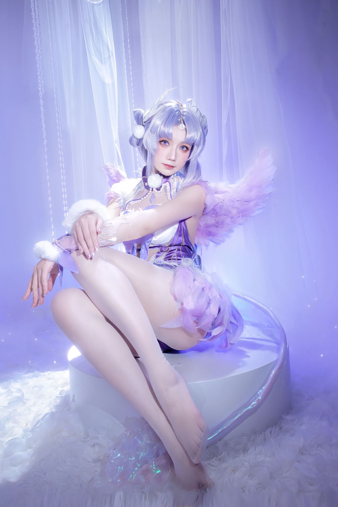 dy@柒染爱喝奶茶 紫萍小天使香香软软 cos 永劫无间手游 永劫无间 殷紫萍天禄瑞光,第3张