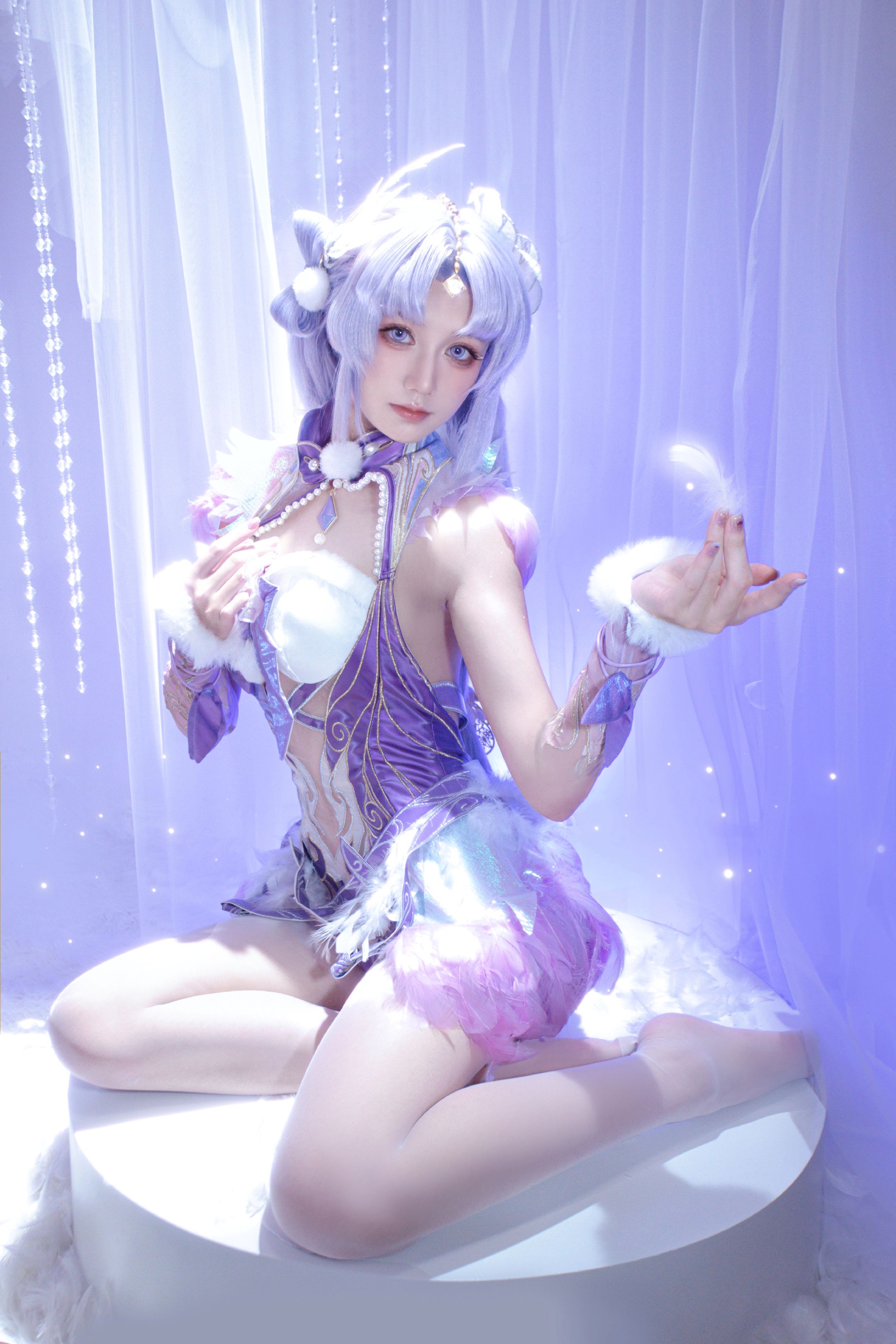 dy@柒染爱喝奶茶 紫萍小天使香香软软 cos 永劫无间手游 永劫无间 殷紫萍天禄瑞光,第5张