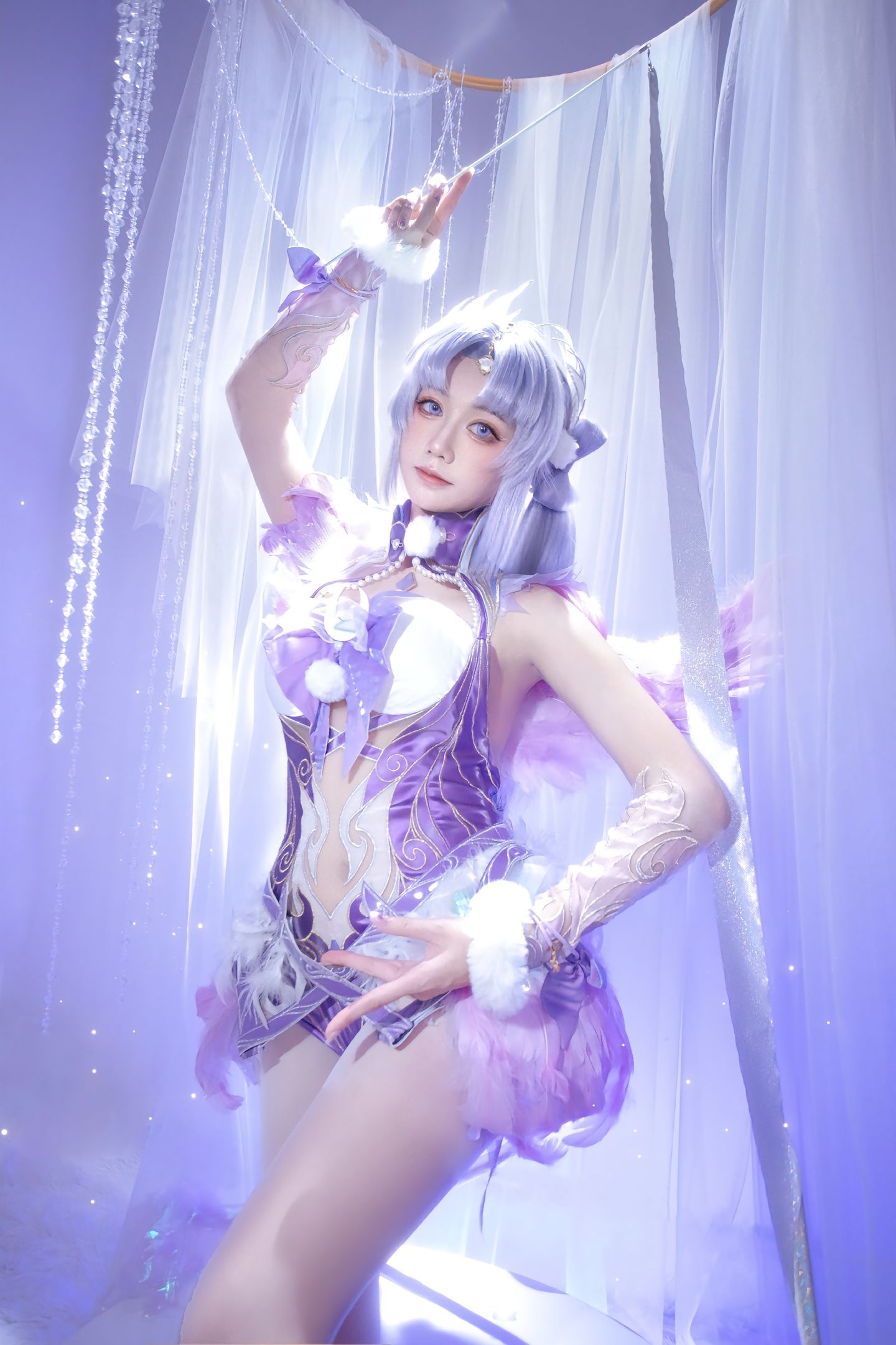 dy@柒染爱喝奶茶 紫萍小天使香香软软 cos 永劫无间手游 永劫无间 殷紫萍天禄瑞光,第8张