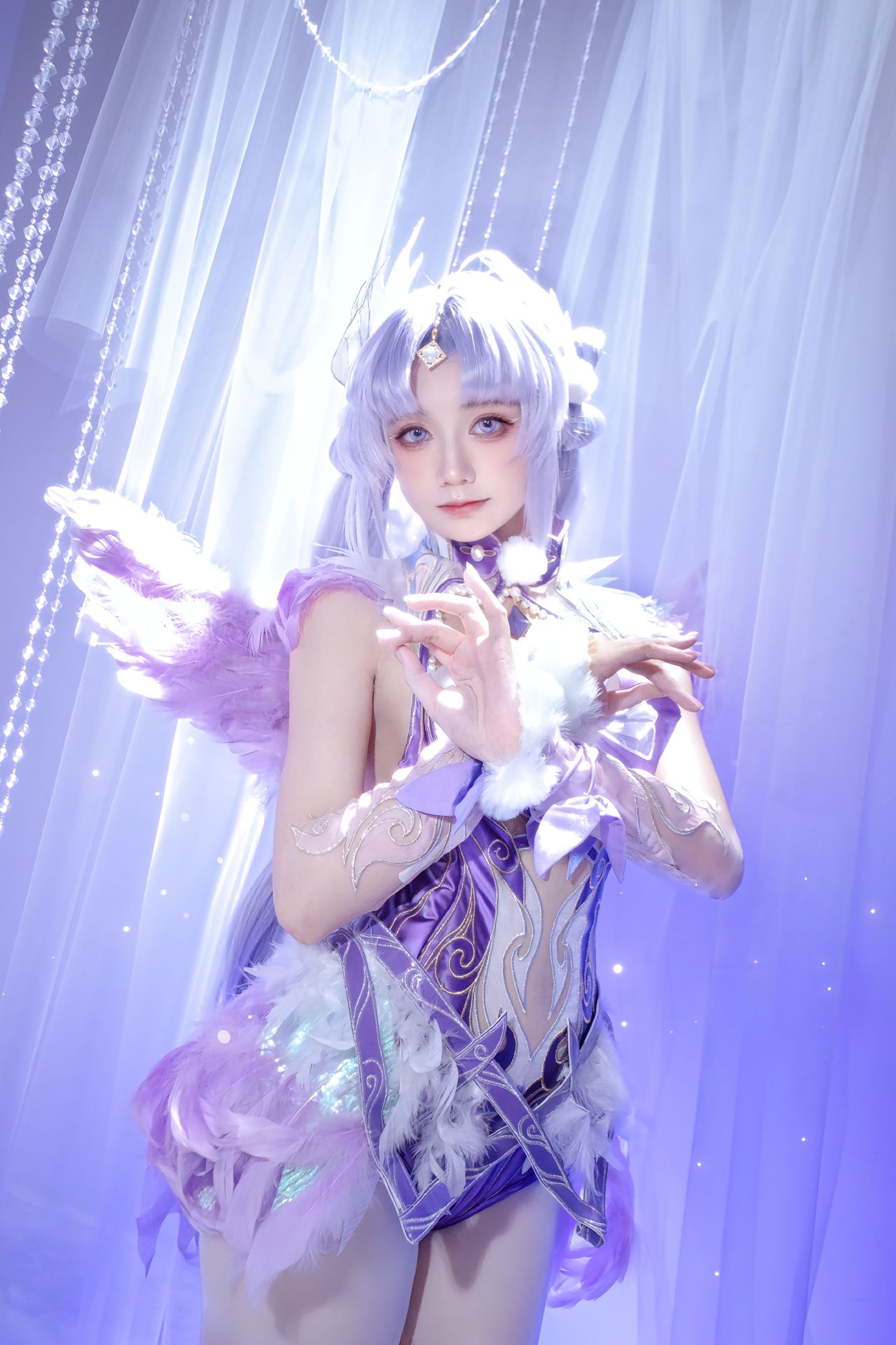 dy@柒染爱喝奶茶 紫萍小天使香香软软 cos 永劫无间手游 永劫无间 殷紫萍天禄瑞光,第7张