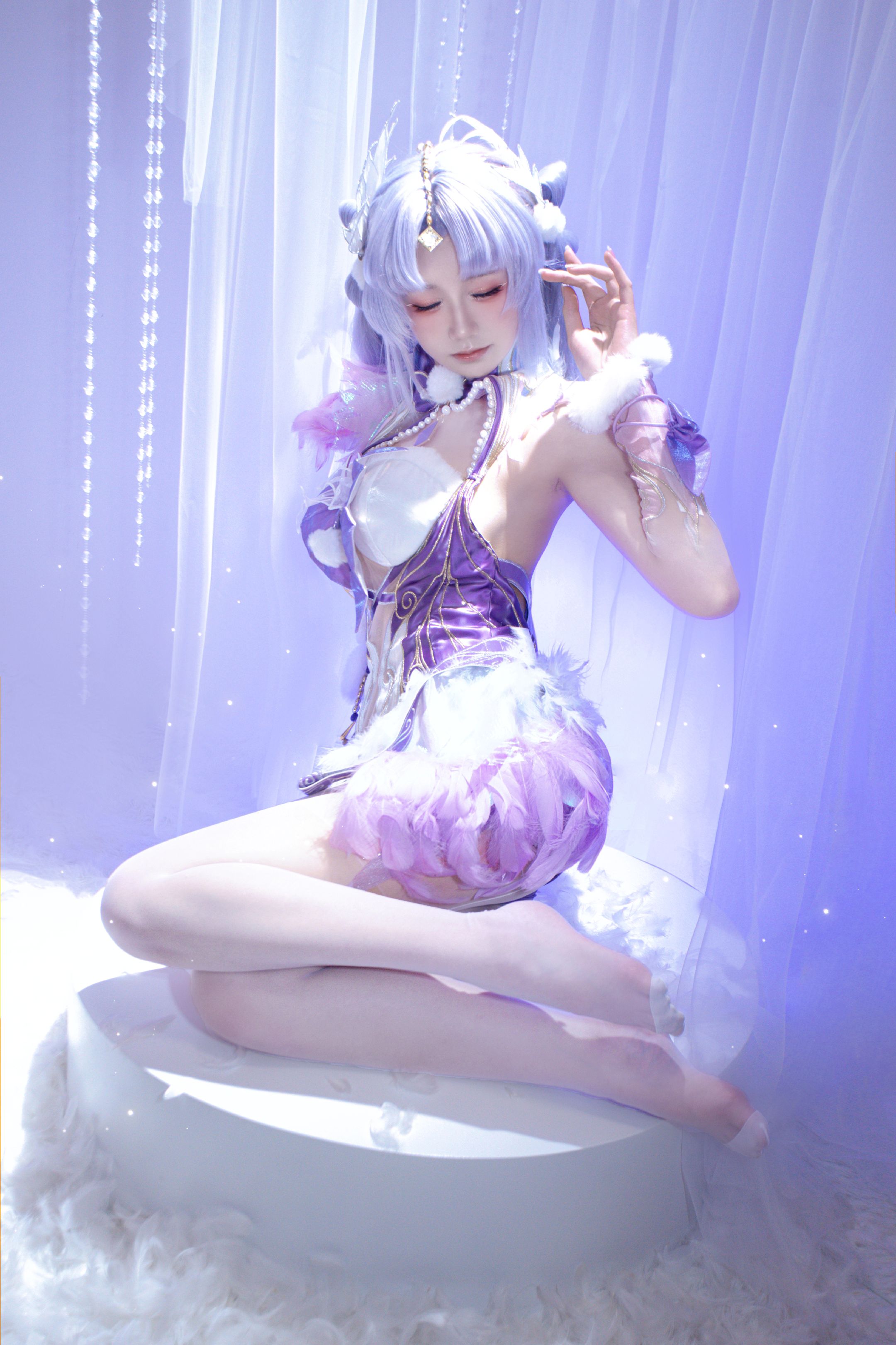 dy@柒染爱喝奶茶 紫萍小天使香香软软 cos 永劫无间手游 永劫无间 殷紫萍天禄瑞光,第6张