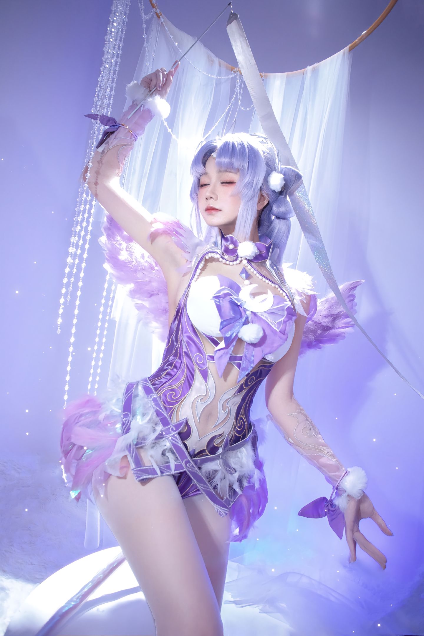 dy@柒染爱喝奶茶 紫萍小天使香香软软 cos 永劫无间手游 永劫无间 殷紫萍天禄瑞光,第9张