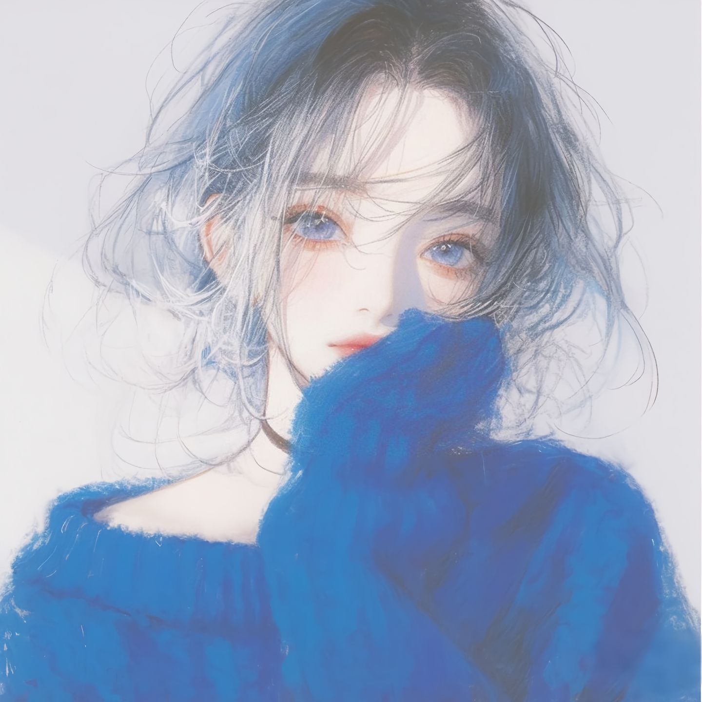 “蓝色”#绘画 #插画 #蓝色系 #仙气头像 #美炸了,第5张