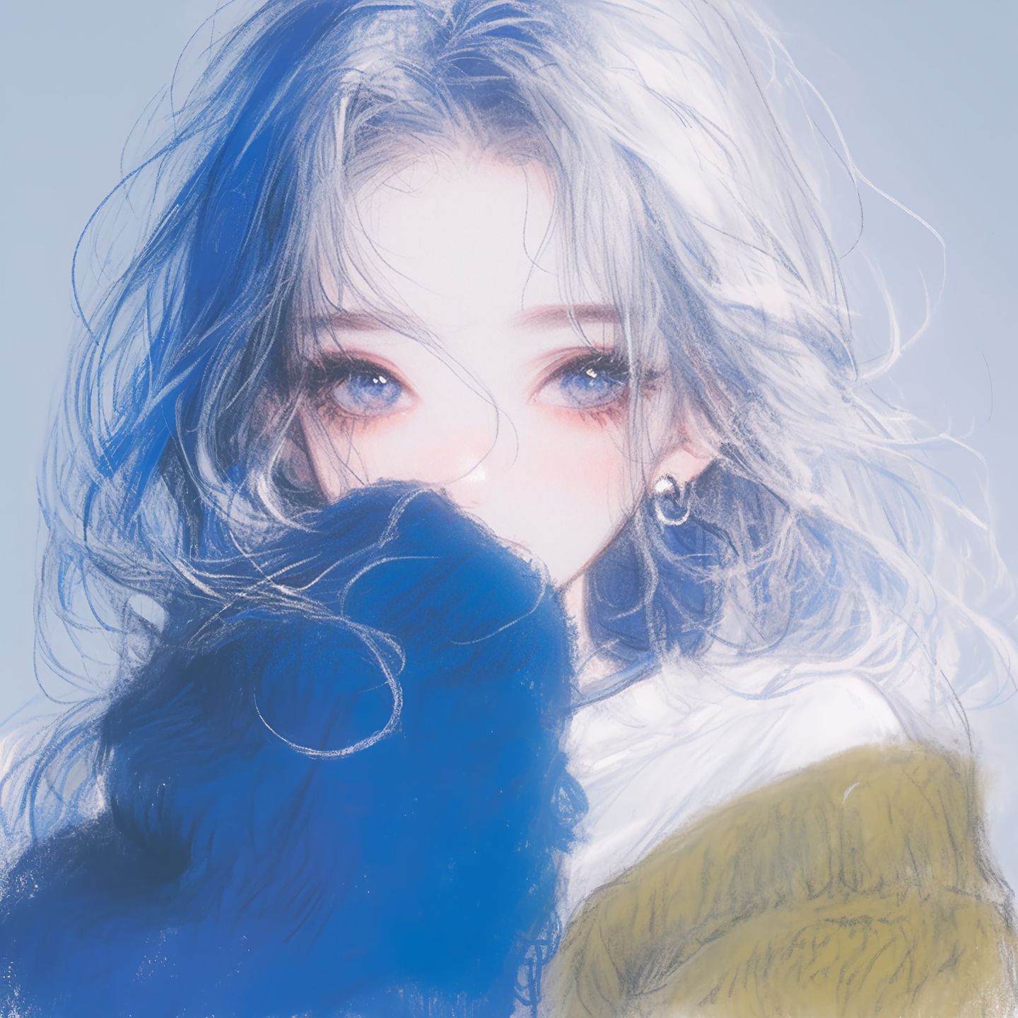 “蓝色”#绘画 #插画 #蓝色系 #仙气头像 #美炸了,第6张