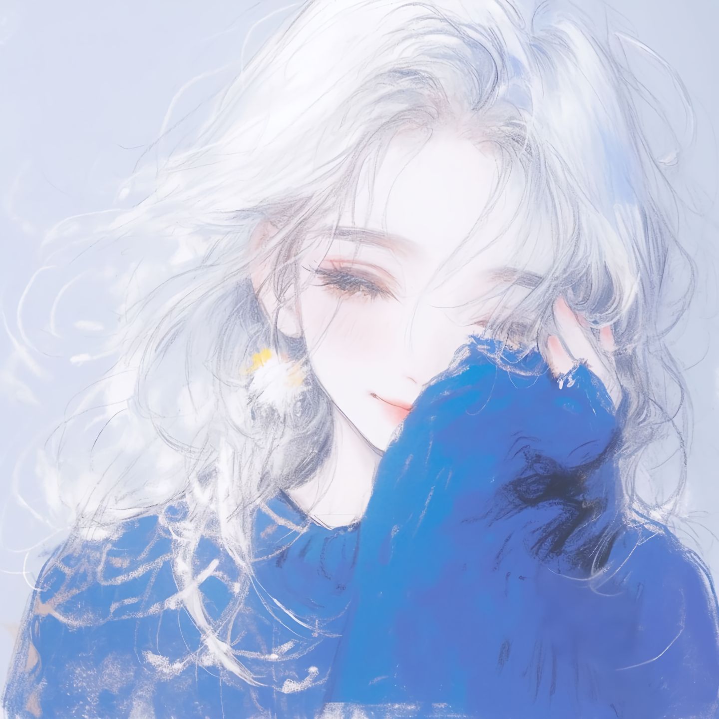 “蓝色”#绘画 #插画 #蓝色系 #仙气头像 #美炸了,第3张