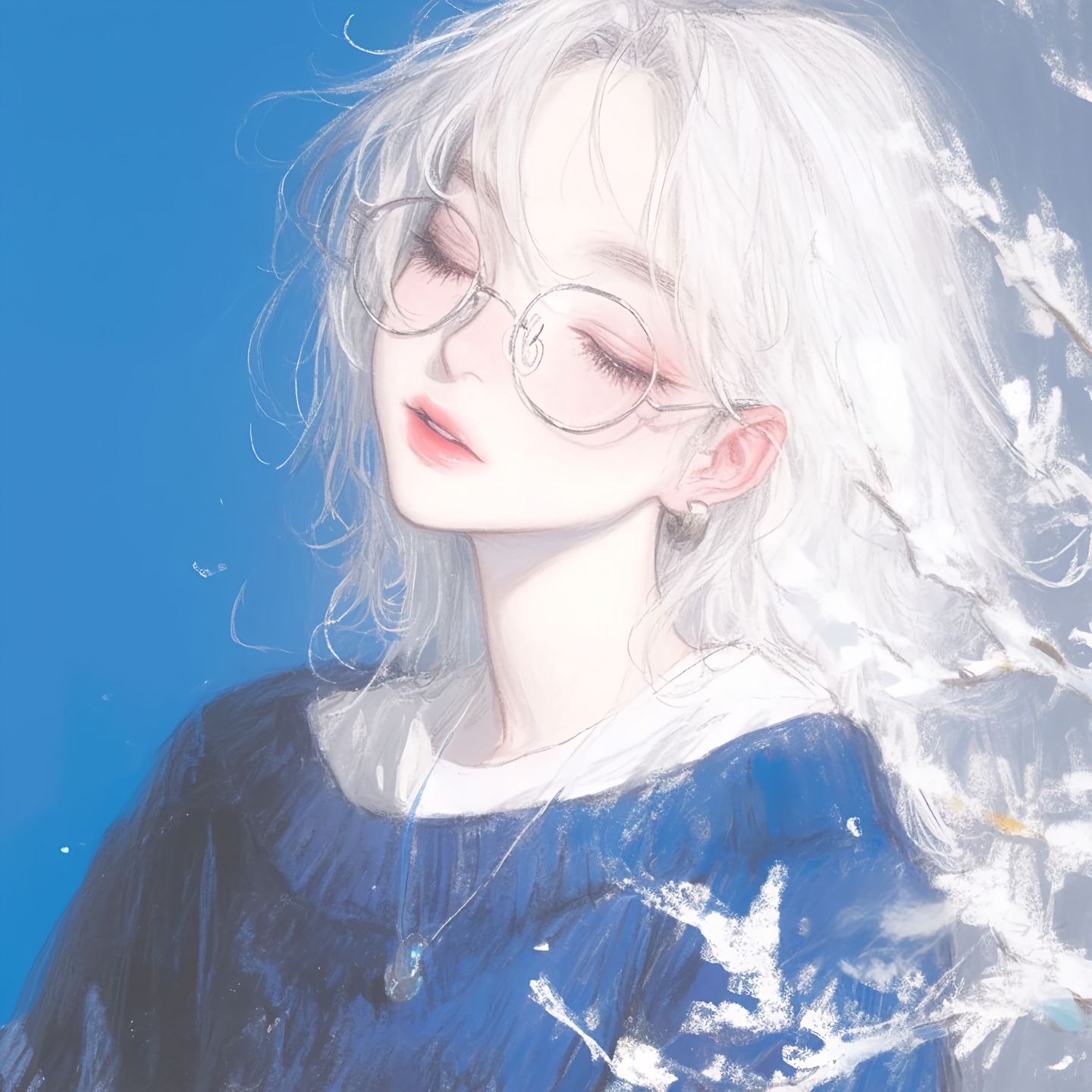 “蓝色”#绘画 #插画 #蓝色系 #仙气头像 #美炸了,第4张