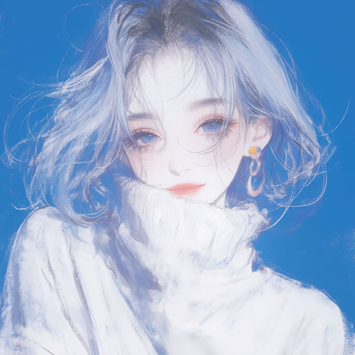 “蓝色”#绘画 #插画 #蓝色系 #仙气头像 #美炸了,第1张