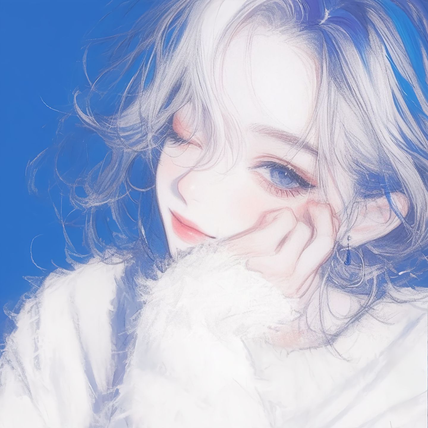 “蓝色”#绘画 #插画 #蓝色系 #仙气头像 #美炸了,第2张