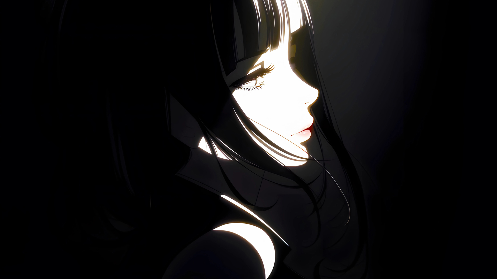 黑白风格动漫女孩侧脸桌面壁纸,第1张 黑白风格动漫女孩侧脸桌面壁纸,第1张