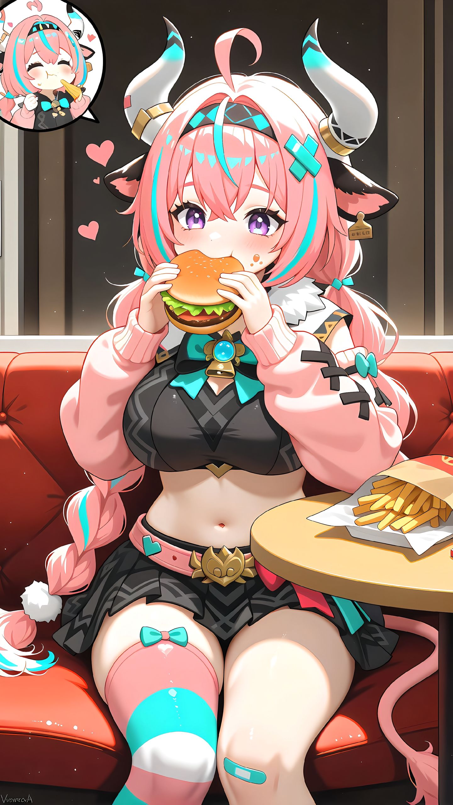 瓦雷莎。汉堡大爆炸。#原神纳塔 #瓦雷莎 #原神二创 #二次元美图 #二次元少女,第1张