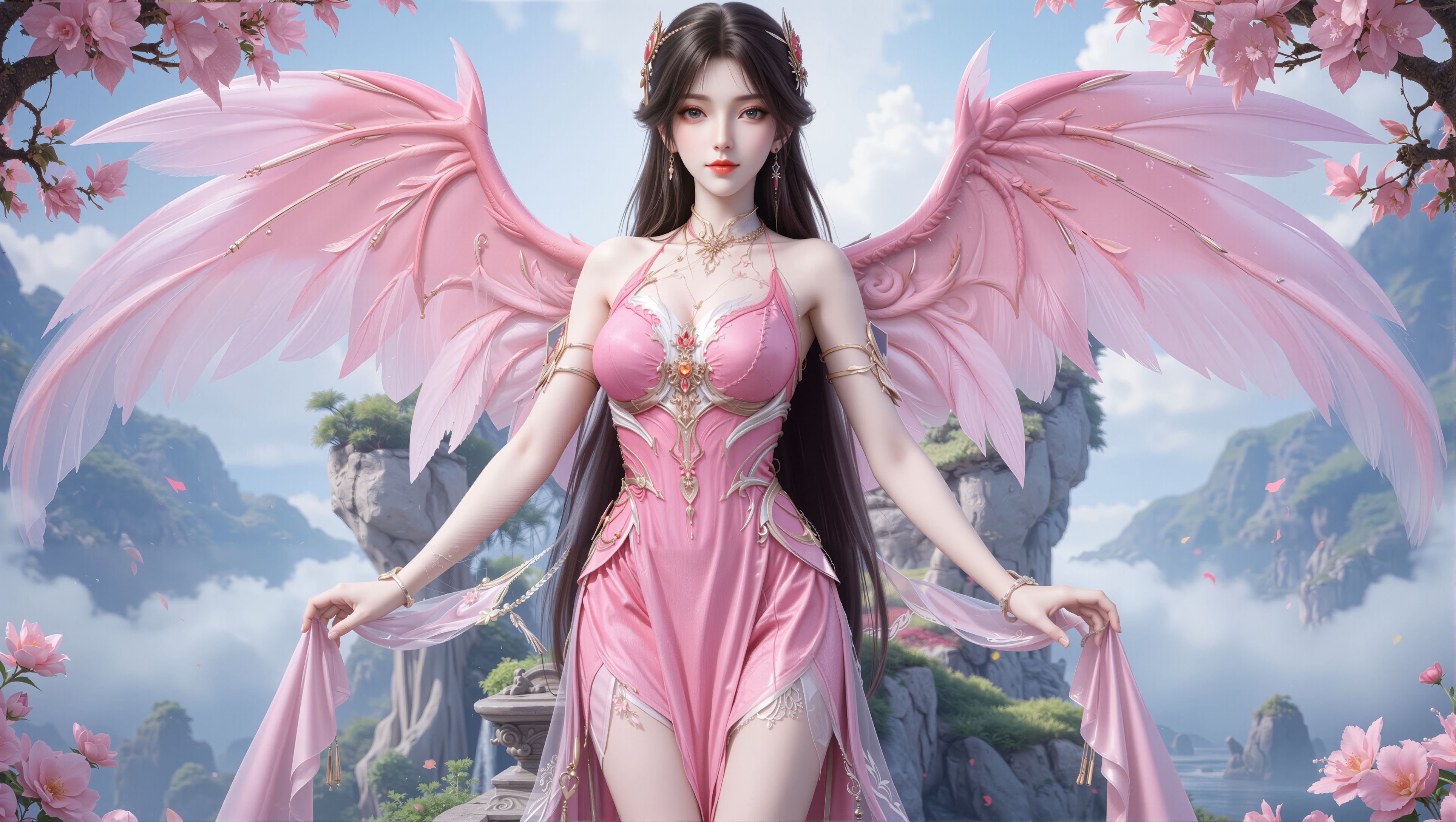 【3P】完美世界火灵儿天神版壁纸。国漫美女 粉色系 新建模,第3张