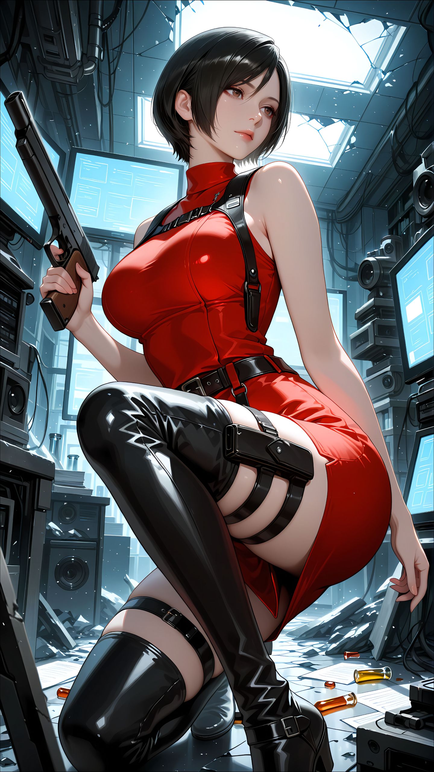 ai绘画 艾达王 生化危机 二次元 手机壁纸,第4张