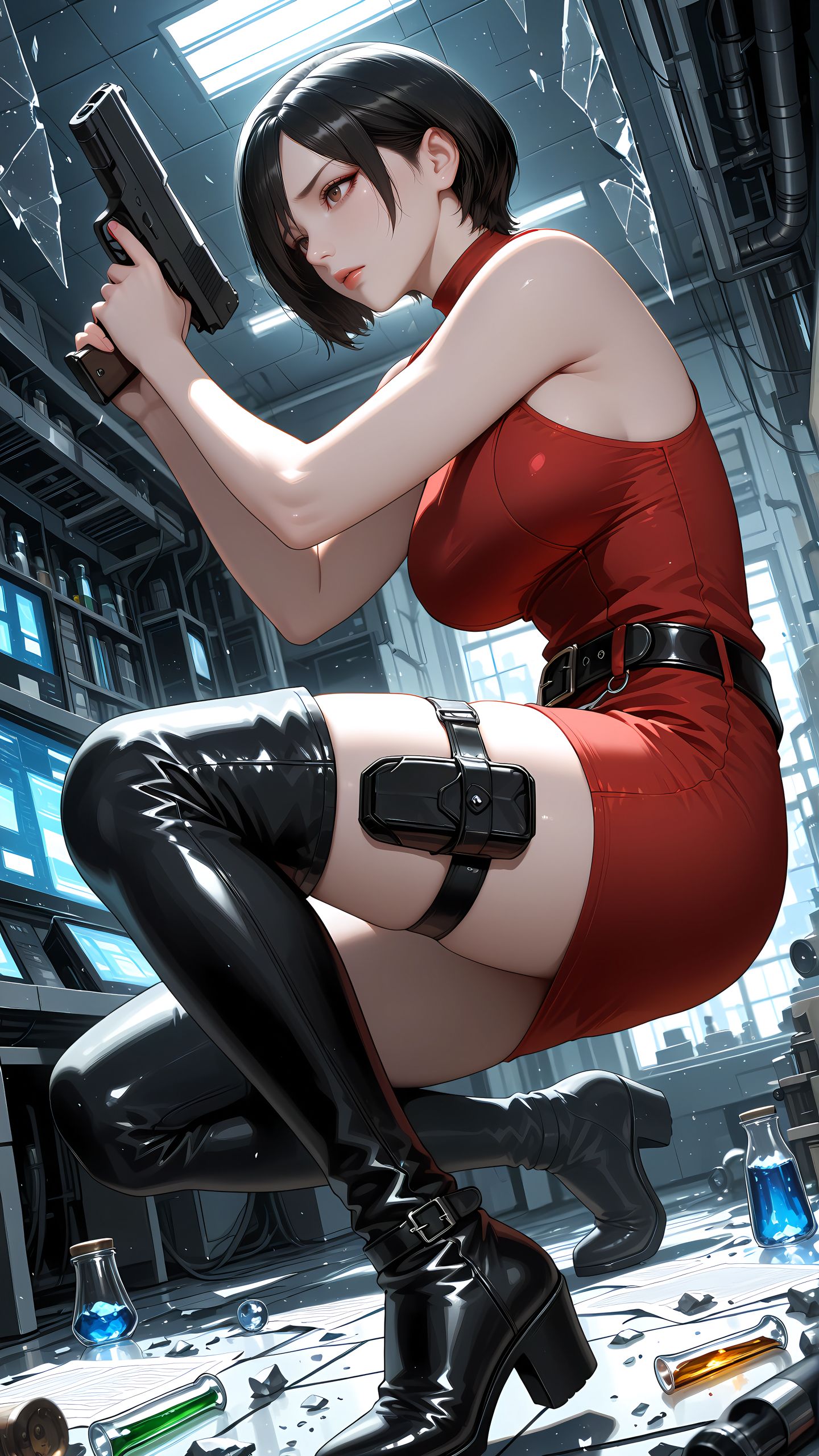 ai绘画 艾达王 生化危机 二次元 手机壁纸,第3张