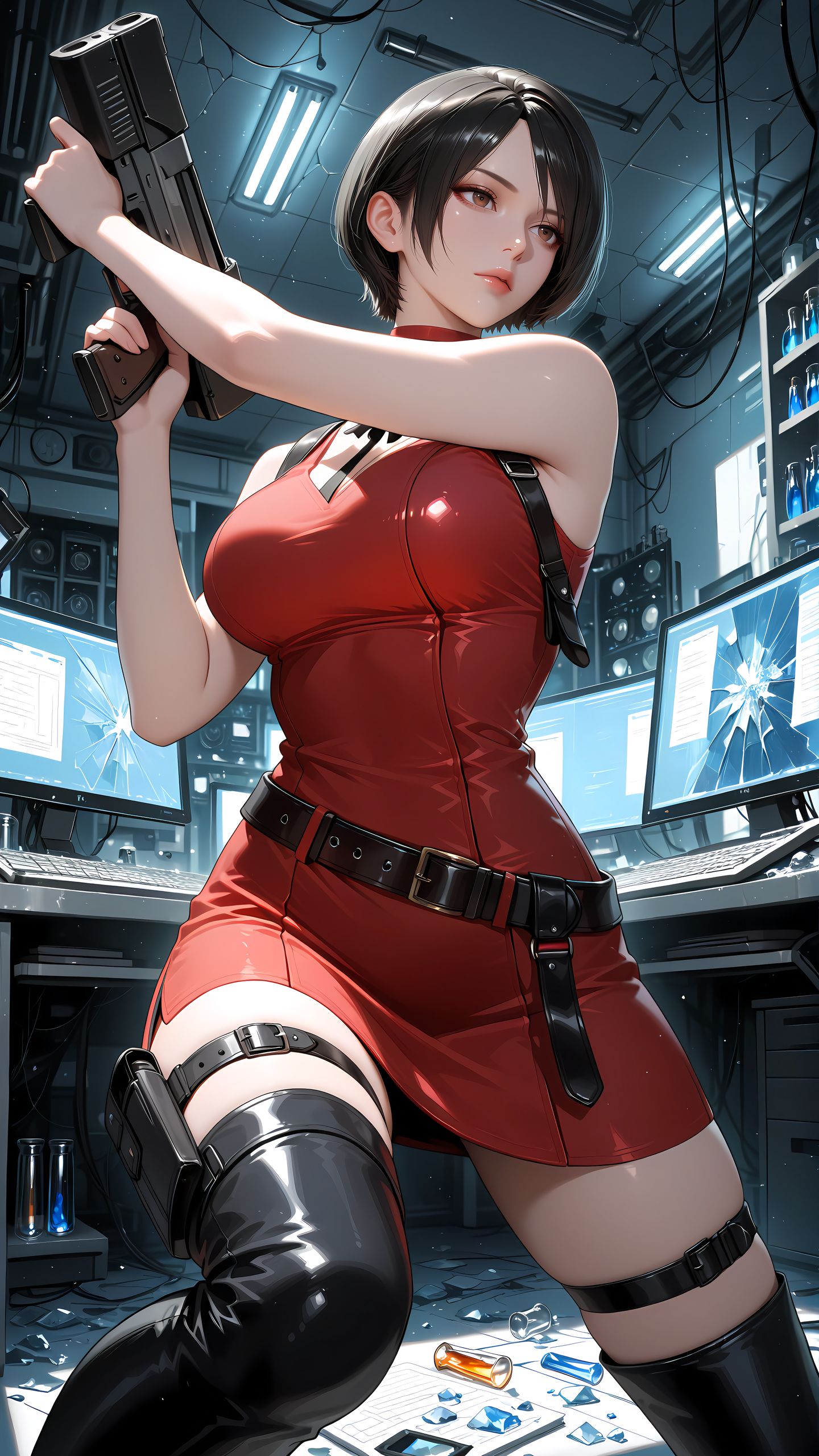 ai绘画 艾达王 生化危机 二次元 手机壁纸,第2张