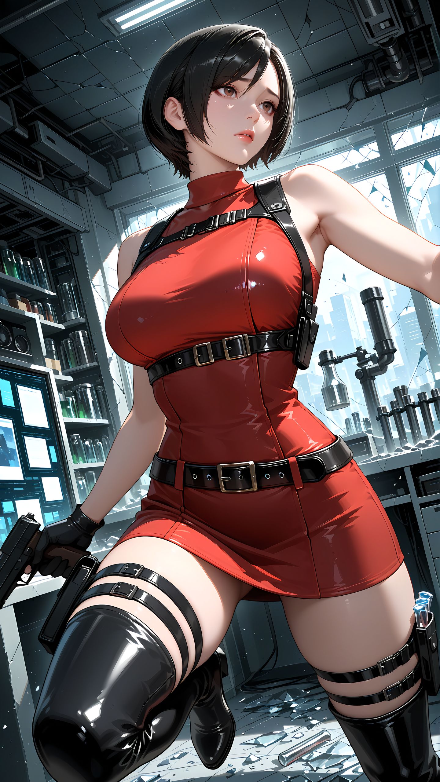 ai绘画 艾达王 生化危机 二次元 手机壁纸,第10张