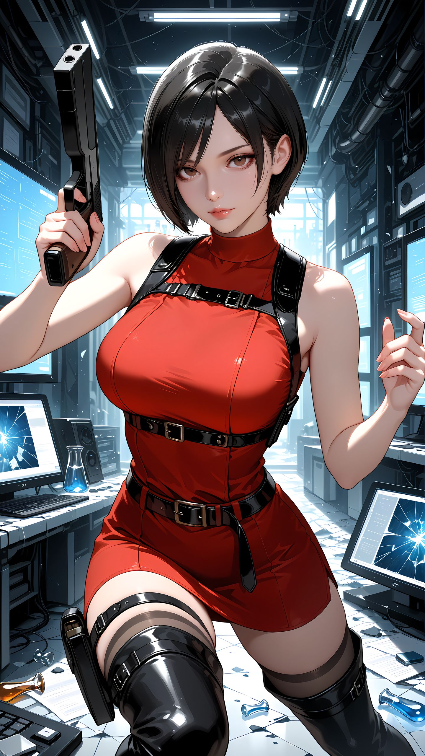 ai绘画 艾达王 生化危机 二次元 手机壁纸,第8张