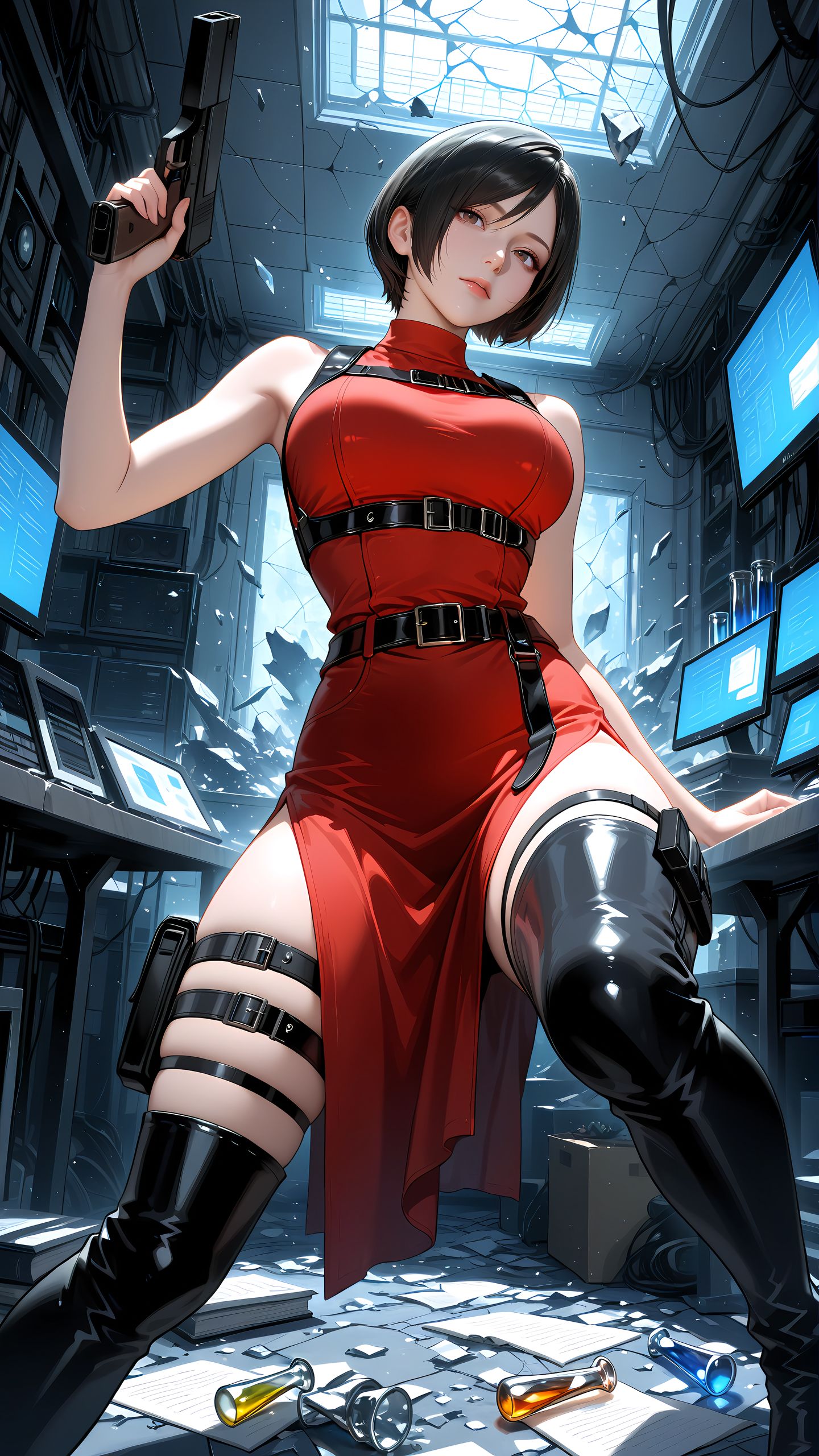 ai绘画 艾达王 生化危机 二次元 手机壁纸,第6张