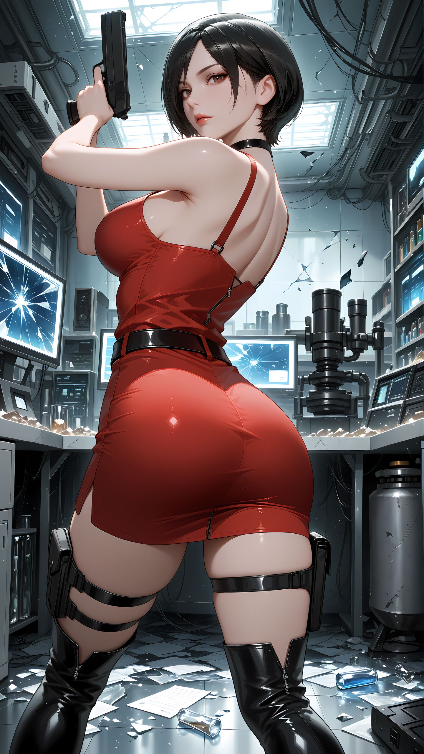 ai绘画 艾达王 生化危机 二次元 手机壁纸,第9张