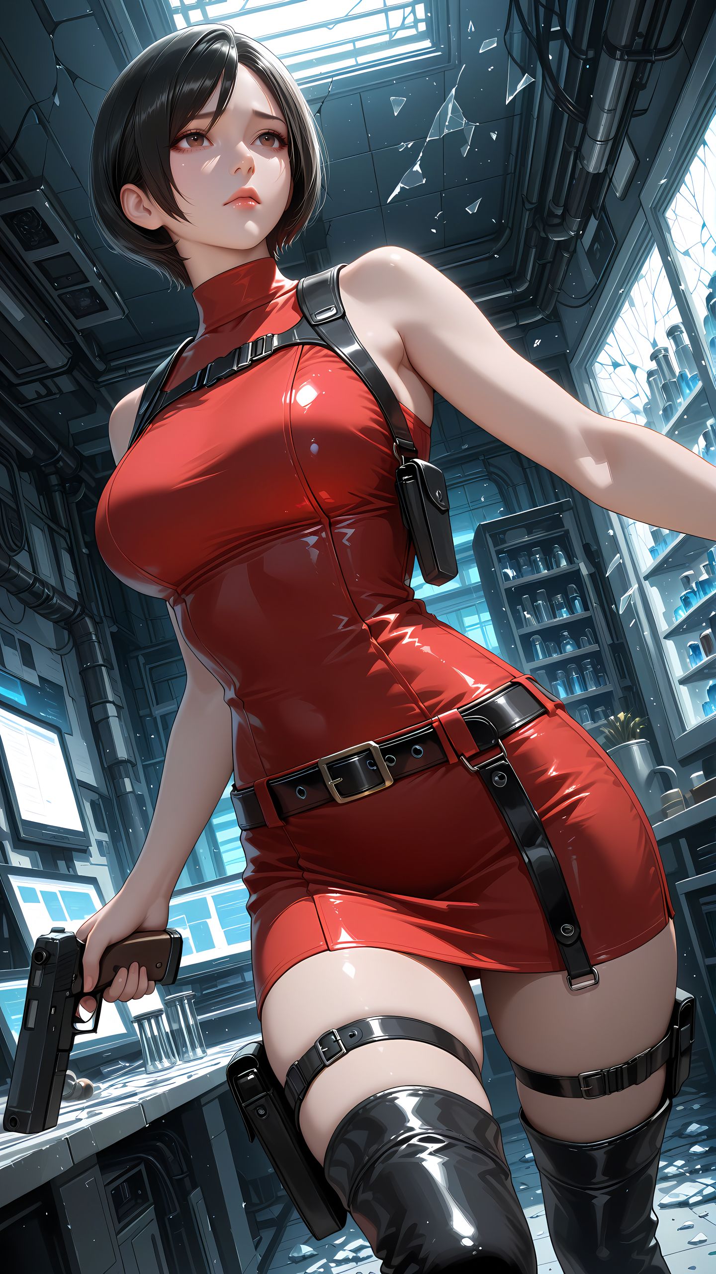 ai绘画 艾达王 生化危机 二次元 手机壁纸,第7张