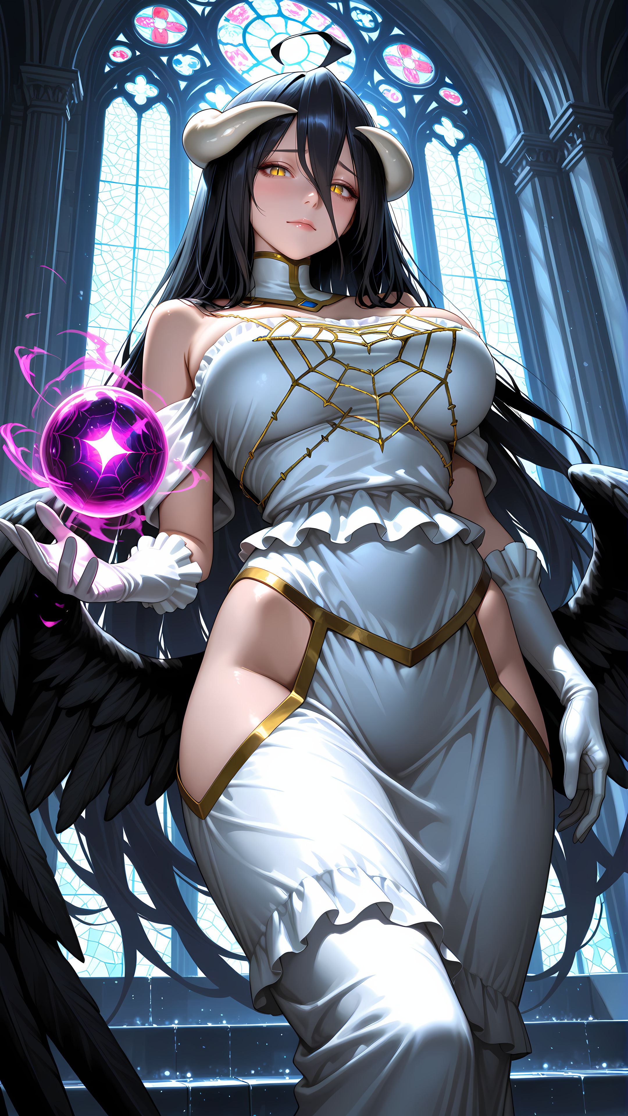 ai绘画 雅儿贝德 overload 魅魔 手机壁纸,第5张