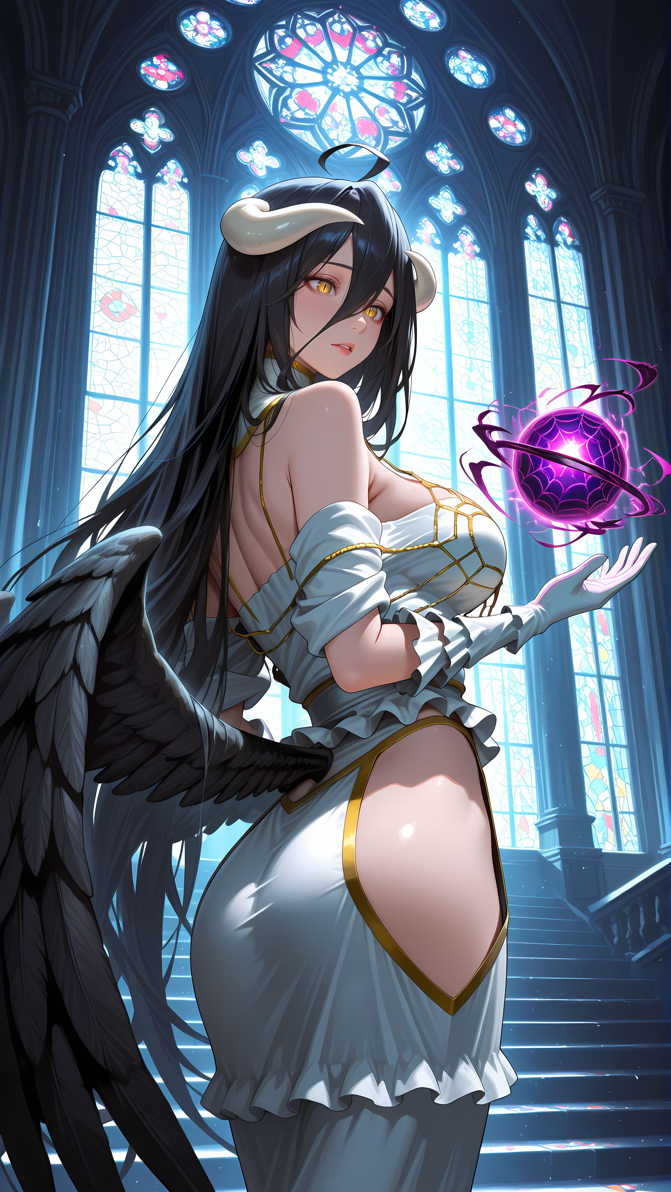 ai绘画 雅儿贝德 overload 魅魔 手机壁纸,第4张