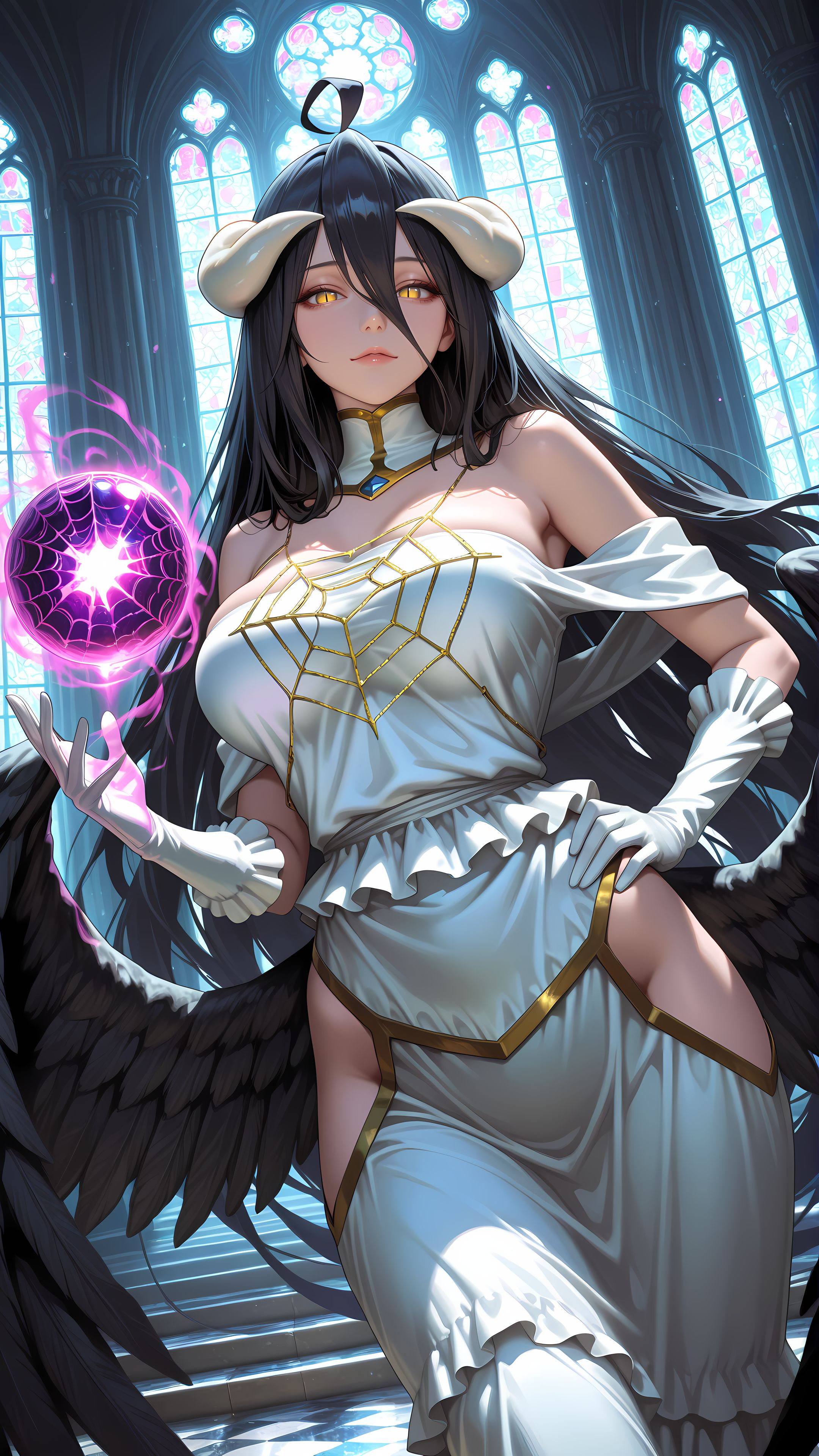 ai绘画 雅儿贝德 overload 魅魔 手机壁纸,第3张