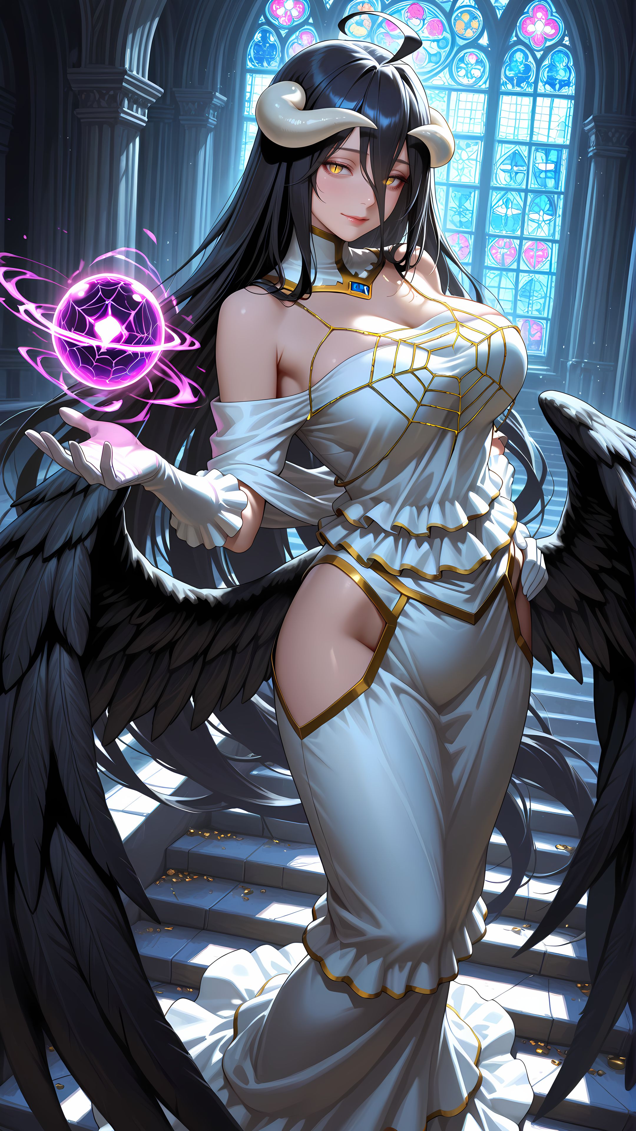 ai绘画 雅儿贝德 overload 魅魔 手机壁纸,第2张