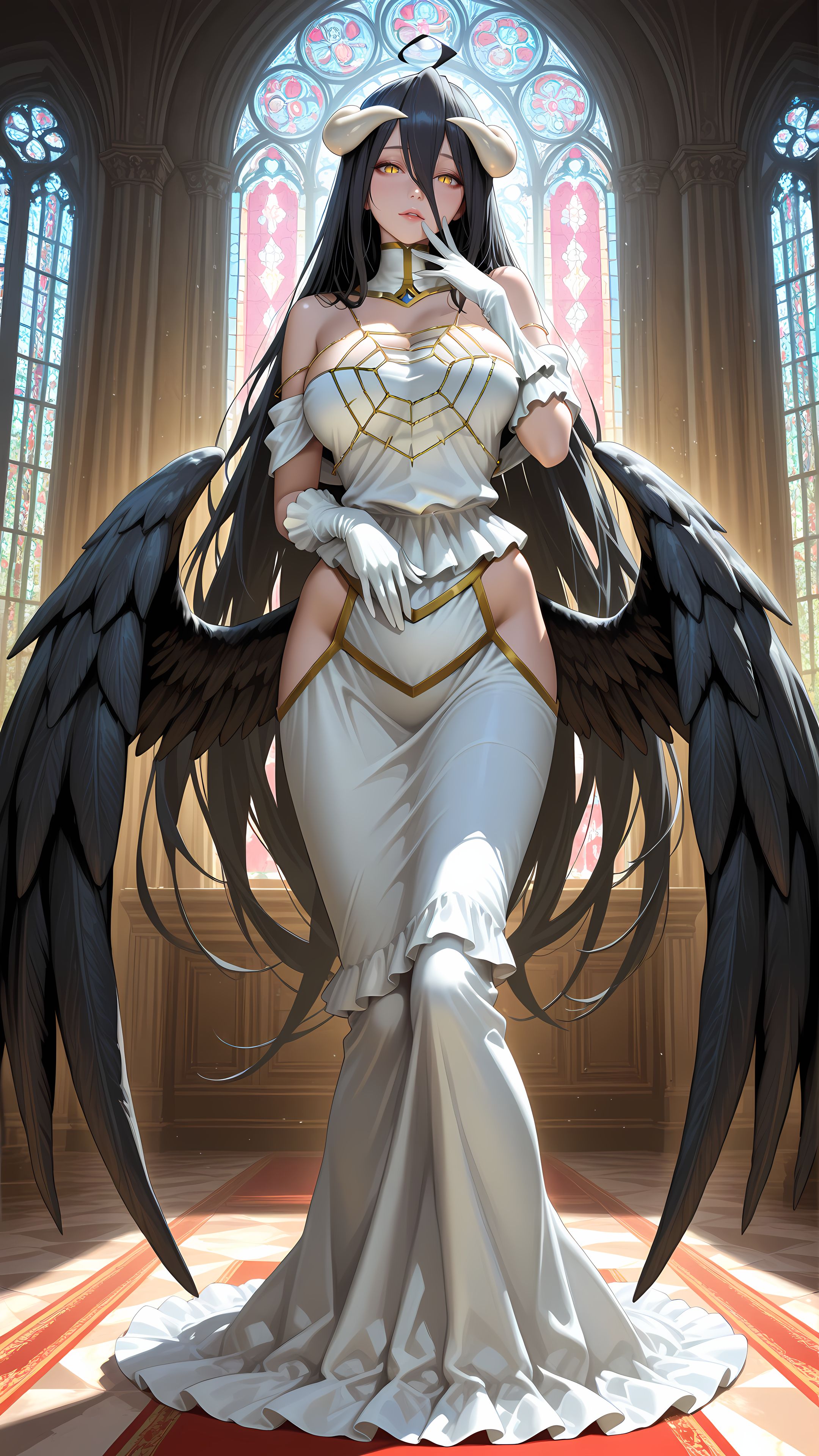 ai绘画 雅儿贝德 overload 魅魔 手机壁纸,第8张