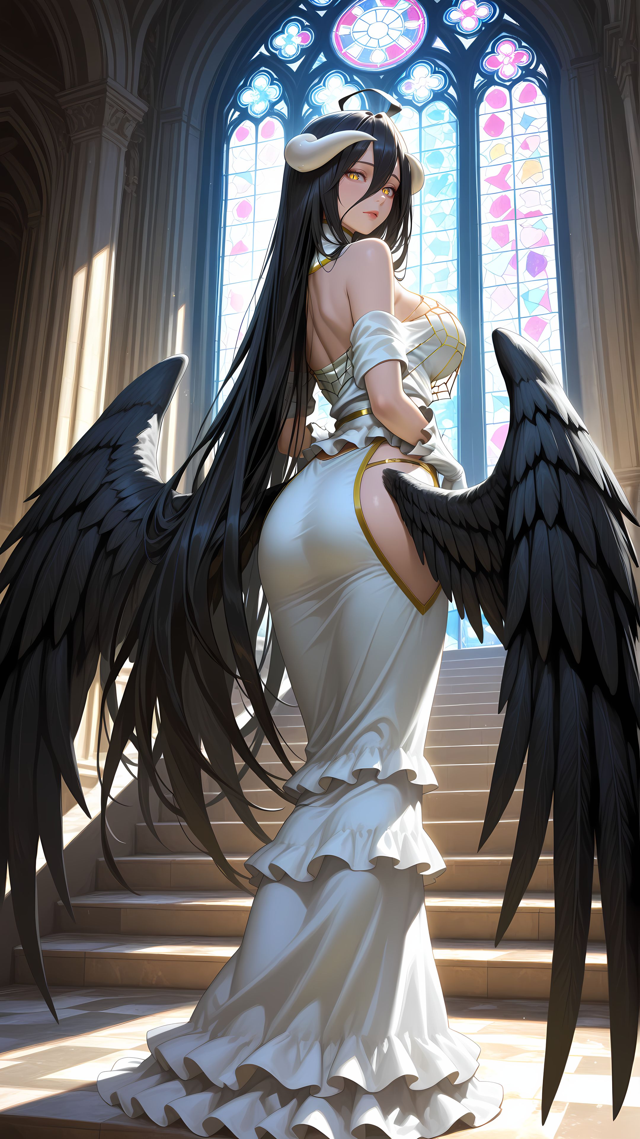 ai绘画 雅儿贝德 overload 魅魔 手机壁纸,第9张