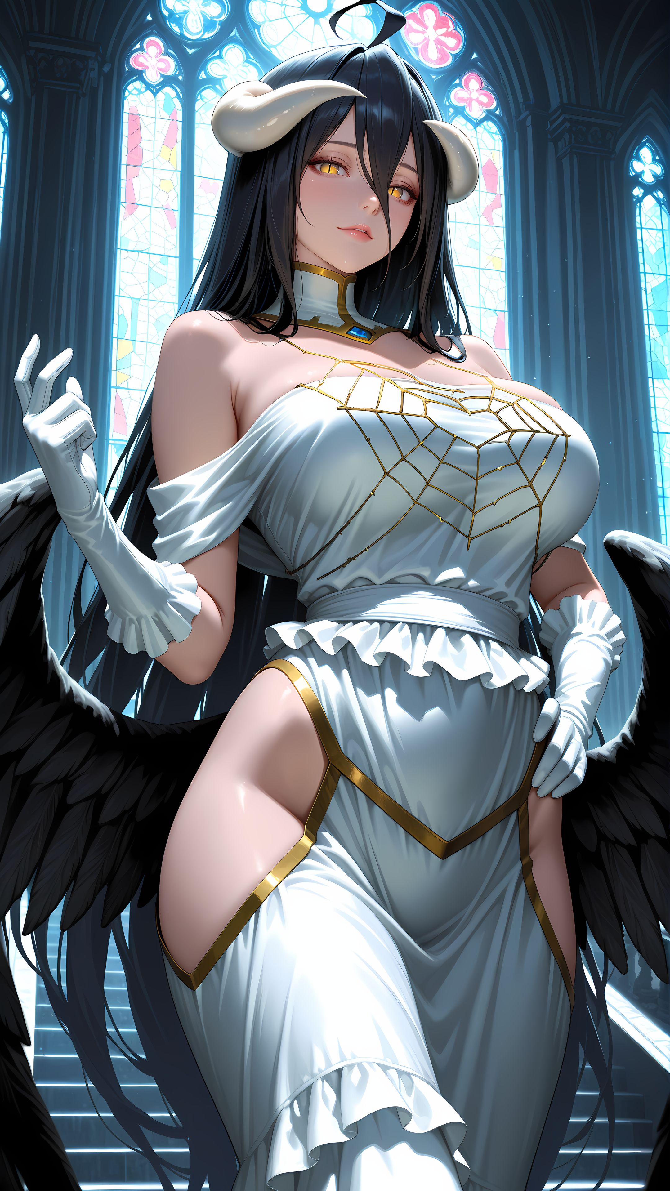 ai绘画 雅儿贝德 overload 魅魔 手机壁纸,第7张