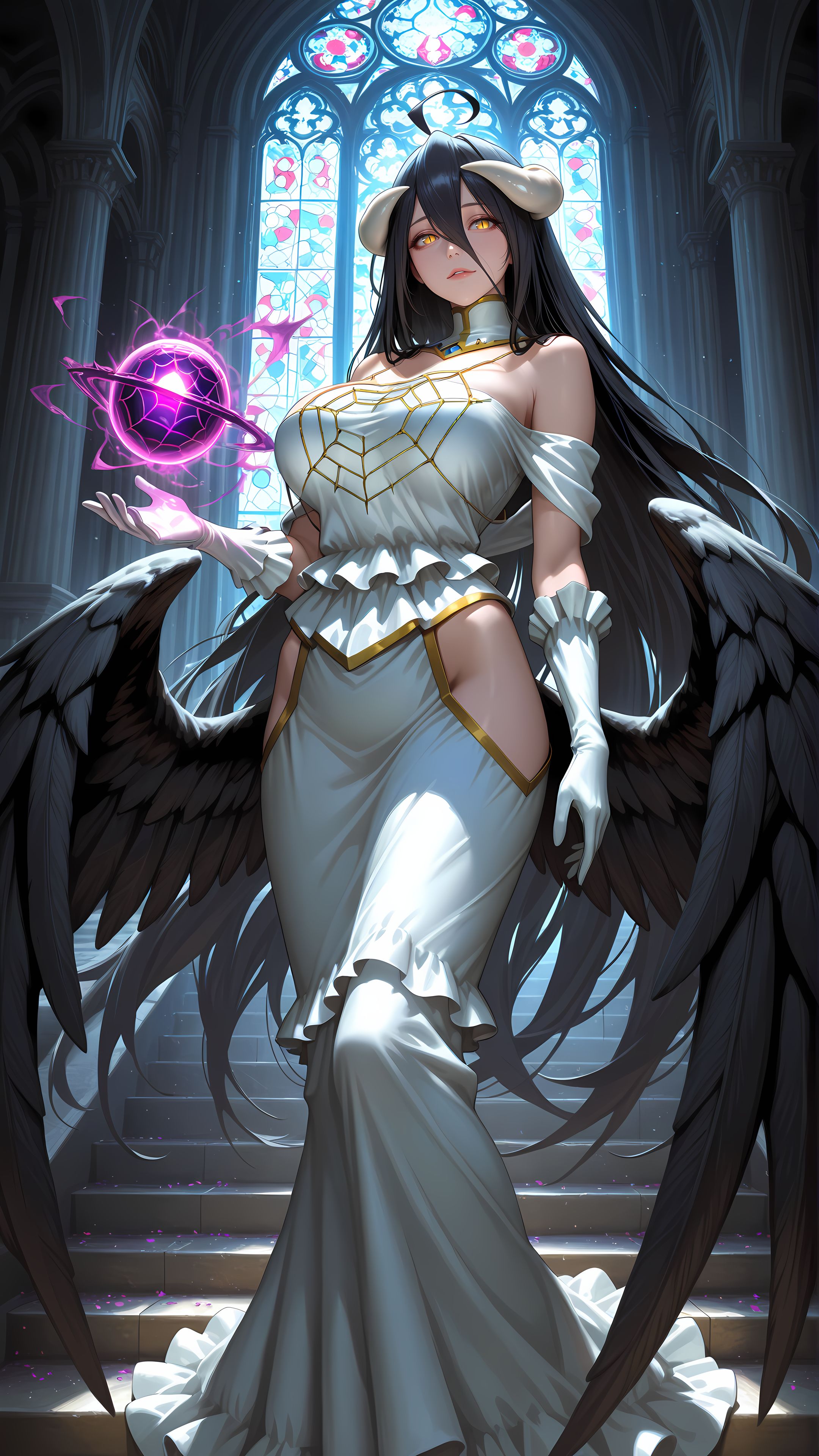 ai绘画 雅儿贝德 overload 魅魔 手机壁纸,第6张