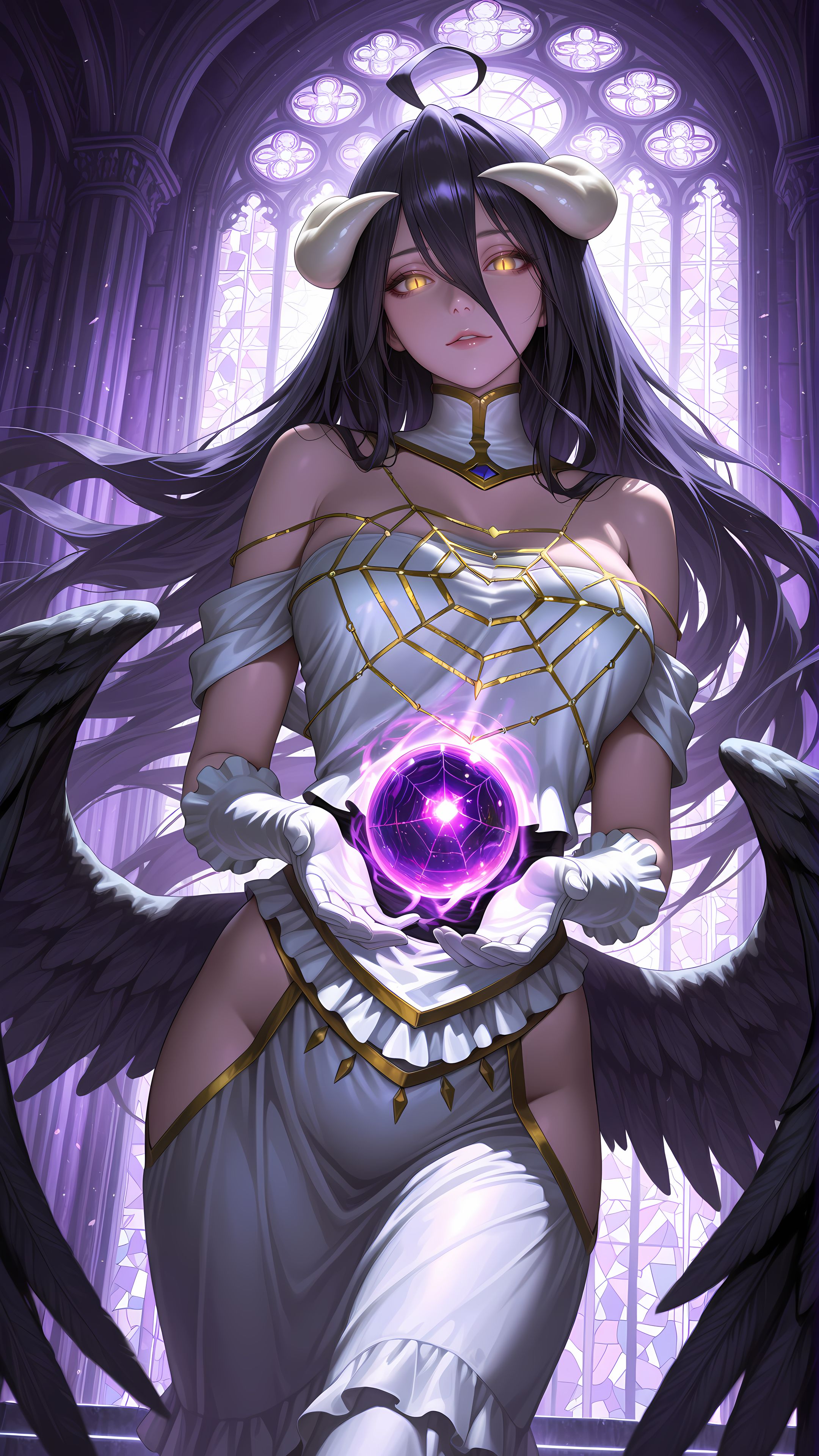 ai绘画 雅儿贝德 overload 魅魔 手机壁纸,第10张