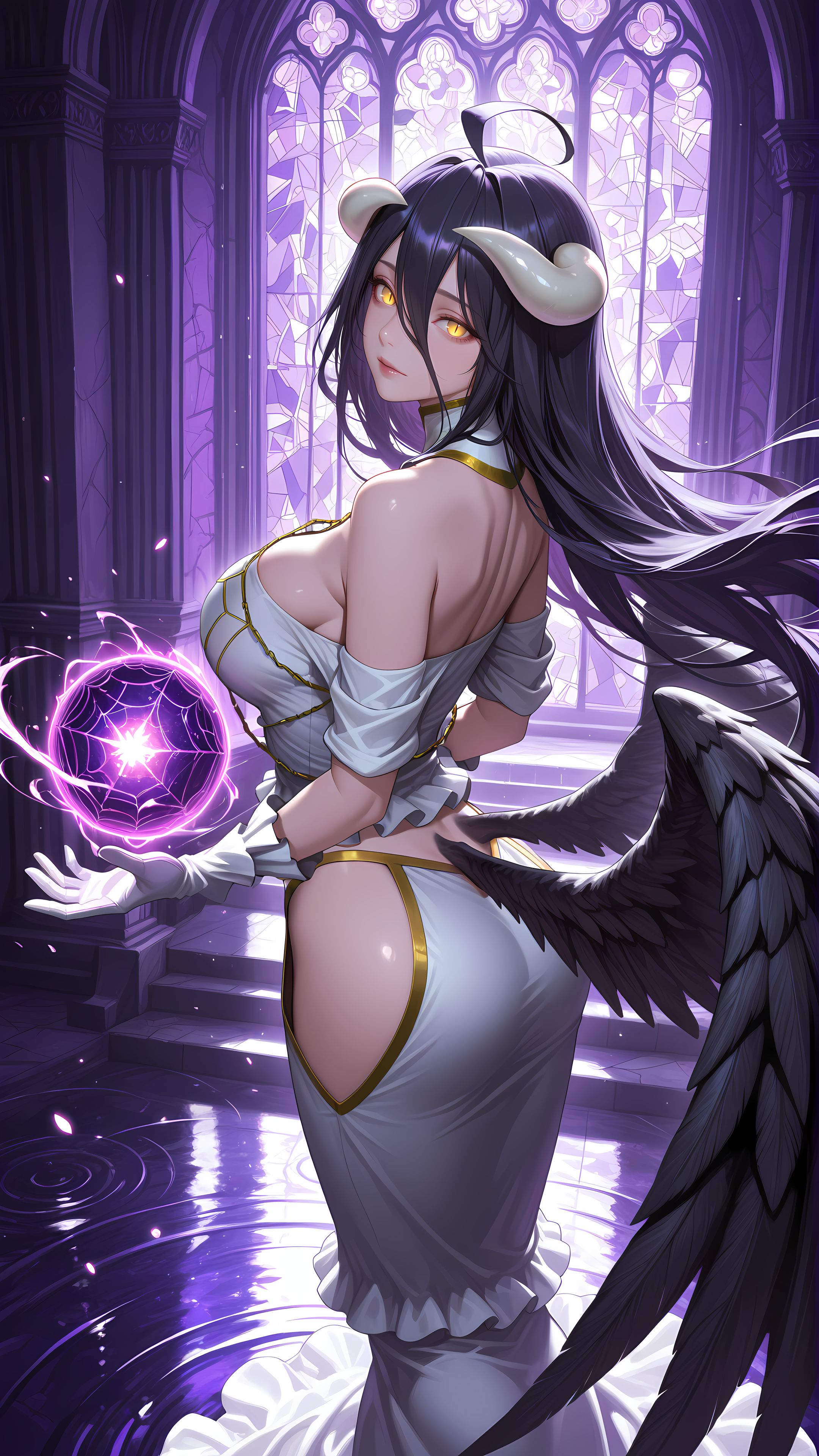 ai绘画 雅儿贝德 overload 魅魔 手机壁纸,第12张